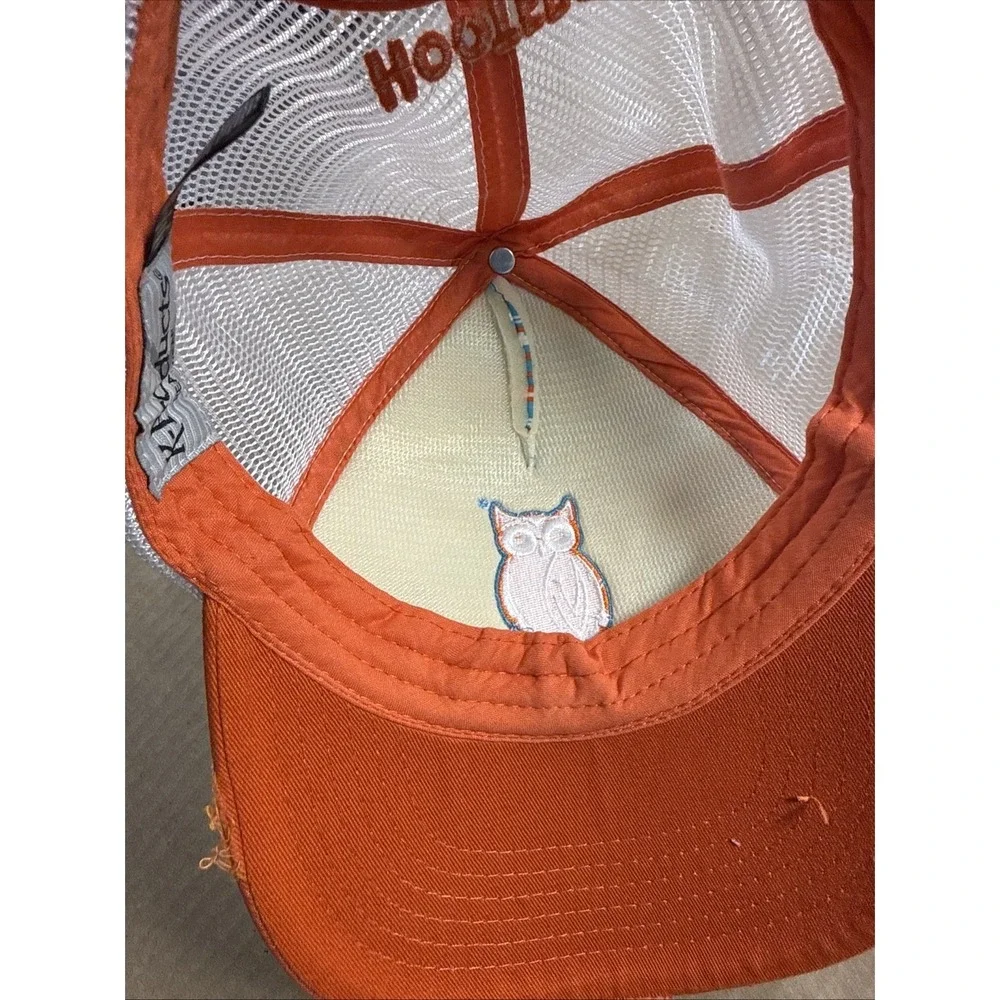 Hooters Baseball Hat Ball Cap Distressed Mesh Back Snapback Owl Unisex Orange